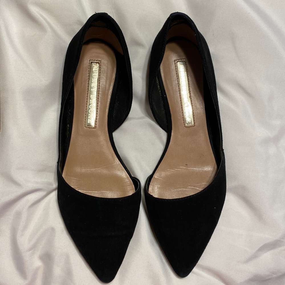 Black suede pointed toe flats